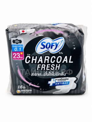 Ультратонкие прокладки с бамбуковым углем Sofy 23 см с крылышками, 16 шт
